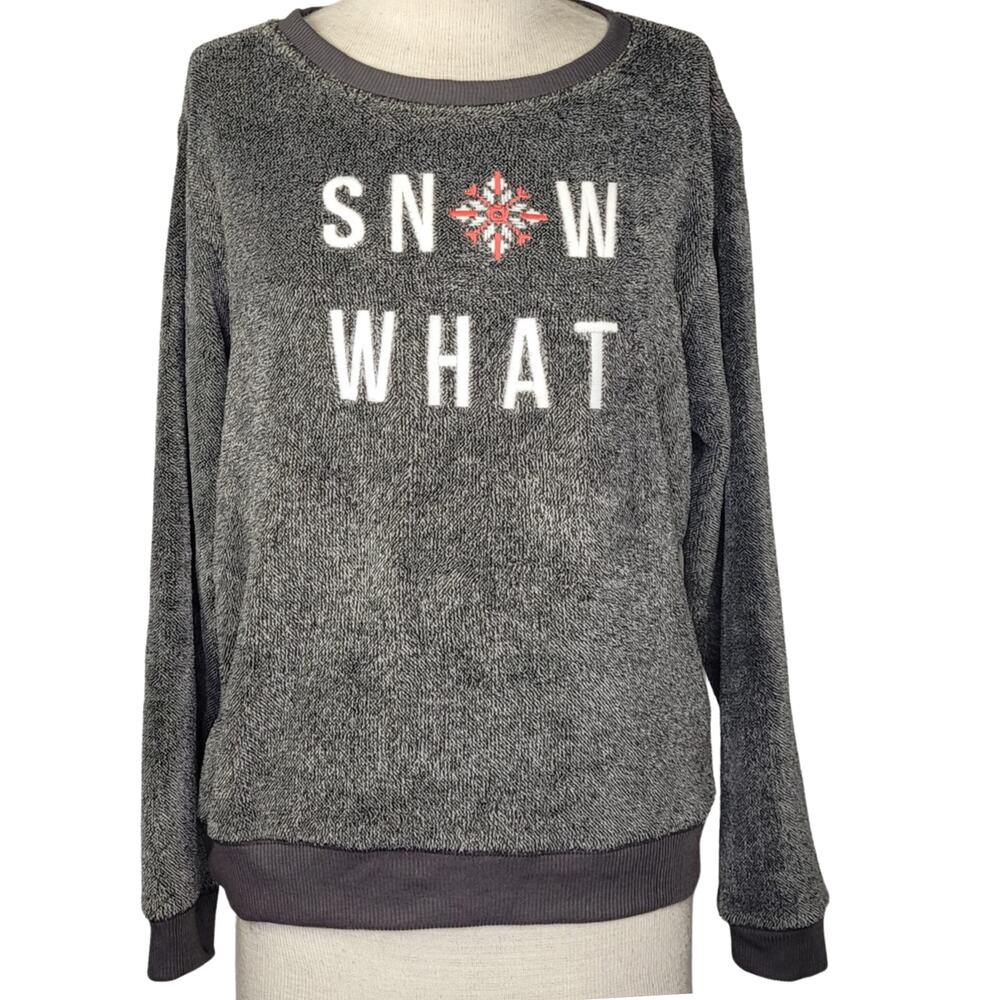 Gray Fuzzy Snow What Winter Sweatshirt Size Medium